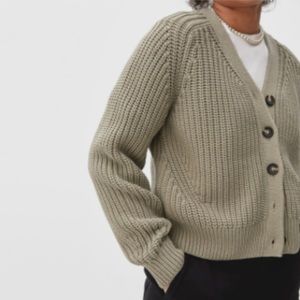 Everlane The Texture Cotton Cardigan in Field Green Sz S